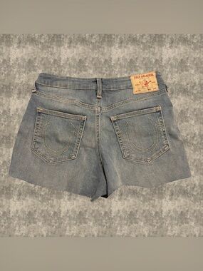 True Religion Maisie Blue Denim Cutoff Shorts